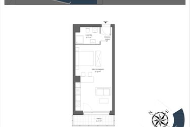 Rzut - Mieszkanie na sprzedaż 1 pokój o powierzchni 36,92 m² - numer H.309 w Nautica Resort etap III