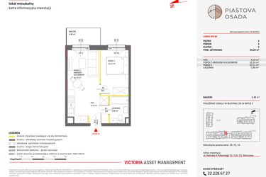 Rzut - Mieszkanie na sprzedaż 2 pokoje o powierzchni 34,29 m² - numer E.66 w Piastova Osada