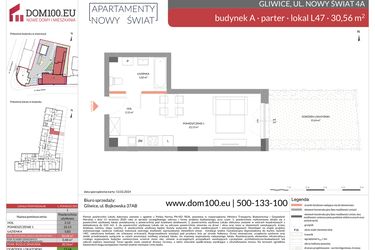 Rzut - Mieszkanie na sprzedaż 1 pokój o powierzchni 30,56 m² - numer L47 w Apartamenty Nowy Świat - inwestycyjne
