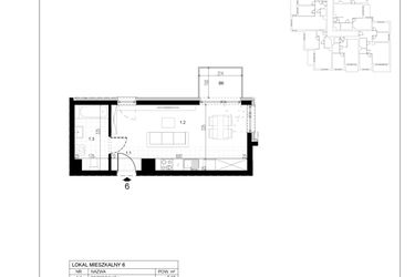 Rzut - Mieszkanie na sprzedaż 1 pokój o powierzchni 28,09 m² - numer M6 w Trybuny Ludów 3