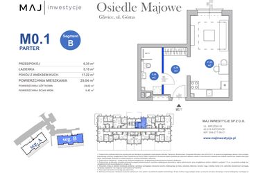 Rzut - Mieszkanie na sprzedaż 1 pokój o powierzchni 28,62 m² - numer M0.1 w Osiedle Majowe 2.0