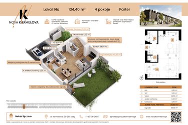 Rzut - Dom na sprzedaż 4 pokoje o powierzchni 134,4 m² - numer 14A w NOVA KARMELOVA