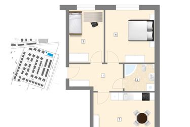Rzut - Mieszkanie na sprzedaż 3 pokoje o powierzchni 63,61 m² - numer A4 w Błękitne Aleje Etap XV