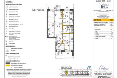 Rzut - Mieszkanie na sprzedaż 3 pokoje o powierzchni 53,7 m² - numer 3-L1 w Osiedle Idea etap I