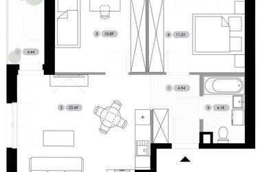 Rzut - Mieszkanie na sprzedaż 3 pokoje o powierzchni 54,21 m² - numer B.1.M7 w Nowe Radwanice