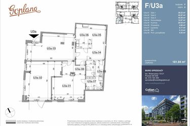 Rzut - Lokal użytkowy na sprzedaż 1 pokój o powierzchni 181,94 m² - numer F/U3a w Goplana budynek F
