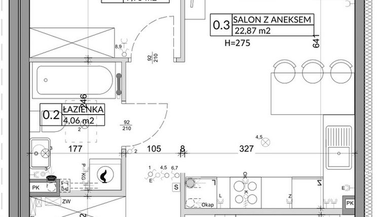 Rzut - Mieszkanie na sprzedaż 3 pokoje o powierzchni 57,39 m² - numer 20A w Osiedle Młodych