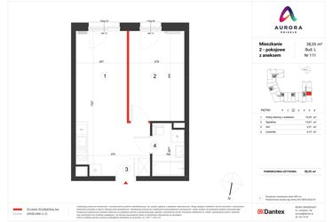Rzut - Mieszkanie na sprzedaż 2 pokoje o powierzchni 38,35 m² - numer L-111 w Osiedle Aurora - bud. L