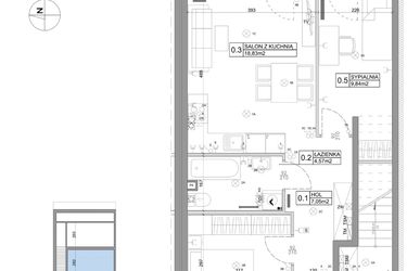 Rzut - Mieszkanie na sprzedaż 3 pokoje o powierzchni 51,15 m² - numer 67 w Boska Ksawerowska V