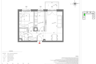 Rzut - Mieszkanie na sprzedaż 2 pokoje o powierzchni 44,21 m² - numer C/046/M w City Vibe