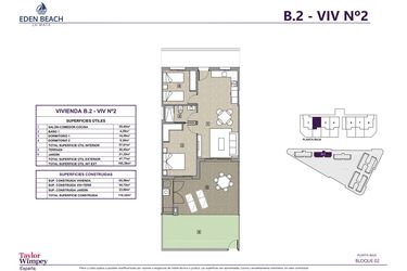 Rzut - Mieszkanie na sprzedaż 2 pokoje o powierzchni 65,56 m² - numer 2 w Eden Beach 2