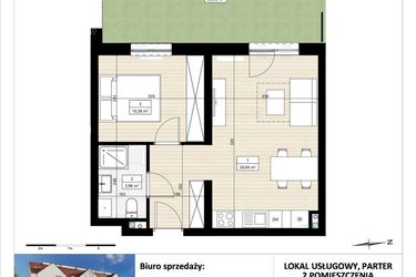Rzut - Mieszkanie na sprzedaż 2 pokoje o powierzchni 40,41 m² - numer B4/0/14 w Montano bud. B4 - apartamenty inwestycyjne