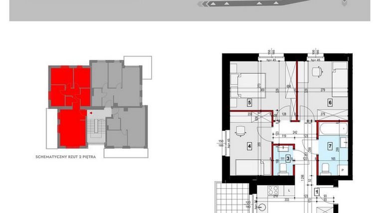 Rzut - Mieszkanie na sprzedaż 4 pokoje o powierzchni 65,68 m² - numer ZA1_4 w Osiedle Malarska etap IV