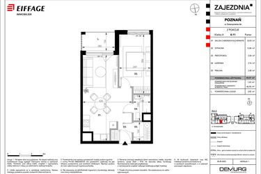 Rzut - Mieszkanie na sprzedaż 2 pokoje o powierzchni 44,47 m² - numer B.A.0.11 w Zajezdnia