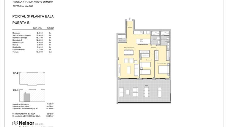 Rzut - Mieszkanie na sprzedaż 2 pokoje o powierzchni 92,72 m² - numer CH-30B w Celestia Homes
