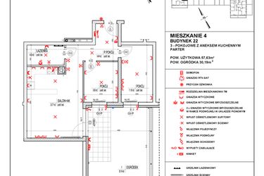 Rzut - Mieszkanie na sprzedaż 3 pokoje o powierzchni 57,63 m² - numer 22_4 w Osiedle 4 Pory Roku - Etap VIII