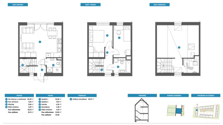 Rzut - Dom na sprzedaż 3 pokoje o powierzchni 64,92 m² - numer 16a w Leszczyńskiego 25