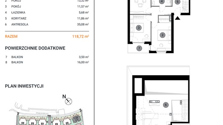 Rzut - Mieszkanie na sprzedaż 3 pokoje o powierzchni 118,72 m² - numer 12E.5 w Wille Miejskie Lekcyjna