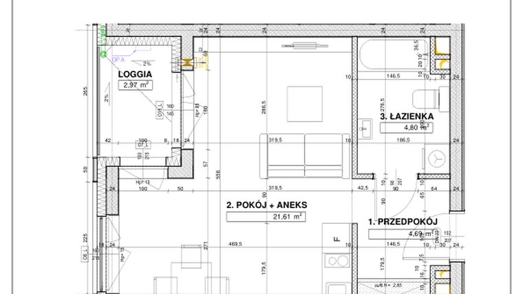 Rzut - Mieszkanie na sprzedaż 1 pokój o powierzchni 31,1 m² - numer B17 w Nowe Centrum Południowe etap IV