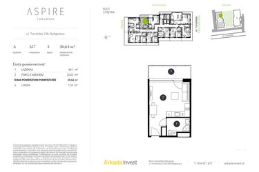 Rzut - Mieszkanie na sprzedaż 1 pokój o powierzchni 26,64 m² - numer A.17 w Aspire