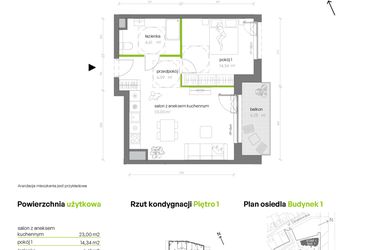 Rzut - Mieszkanie na sprzedaż 2 pokoje o powierzchni 50,1 m² - numer 1.01.M17 w Morska Vita