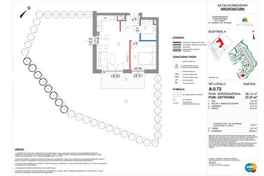 Rzut - Mieszkanie na sprzedaż 2 pokoje o powierzchni 37,21 m² - numer A.0.72 w My Forest