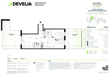 Rzut - Mieszkanie na sprzedaż 1 pokój o powierzchni 116,91 m² - numer AA0007 w Viva Cité 2