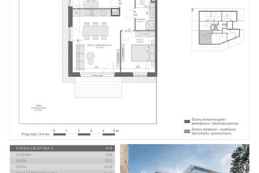 Rzut - Mieszkanie na sprzedaż 3 pokoje o powierzchni 55,07 m² - numer 3 w Unikat Apartamenty C
