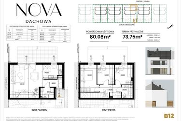 Rzut - Dom na sprzedaż 4 pokoje o powierzchni 80,08 m² - numer B12 w Nova Dachowa II