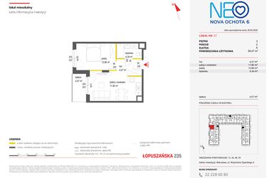 Rzut - Mieszkanie na sprzedaż 2 pokoje o powierzchni 39,47 m² - numer 37 w Neo Nova Ochota 6
