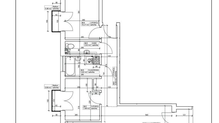 Rzut - Mieszkanie na sprzedaż 3 pokoje o powierzchni 57,76 m² - numer 6 w Bydgoska 19
