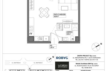 Rzut - Mieszkanie na sprzedaż 1 pokój o powierzchni 30,89 m² - numer B2M26 w Pas Startowy bud. A i B