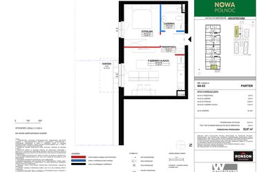 Rzut - Mieszkanie na sprzedaż 2 pokoje o powierzchni 35,87 m² - numer 4A_03 w Nowa Północ etap 2