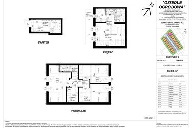 Rzut - Mieszkanie na sprzedaż 4 pokoje o powierzchni 65,03 m² - numer 9B w Osiedle Ogrodowa