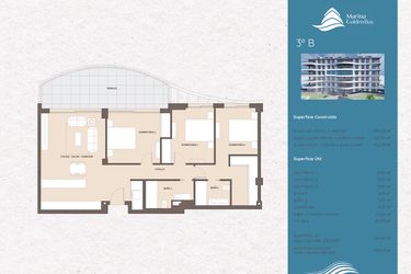 Rzut - Mieszkanie na sprzedaż 3 pokoje o powierzchni 107,65 m² - numer GB-3B w Marina Golden Bay