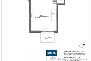 Rzut - Mieszkanie na sprzedaż 1 pokój o powierzchni 32,58 m² - numer RM/1B/L/4/7 w Rytm Mokotowa - etap 1B