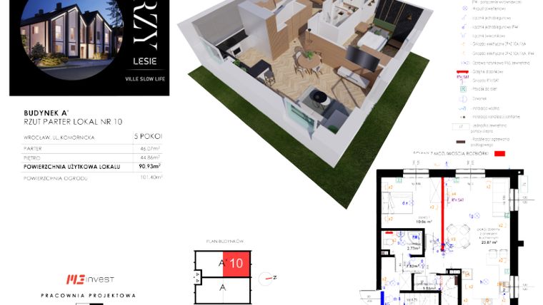 Rzut - Mieszkanie na sprzedaż 5 pokoi o powierzchni 90,93 m² - numer L10 w Przy Lesie Ville Slow Life