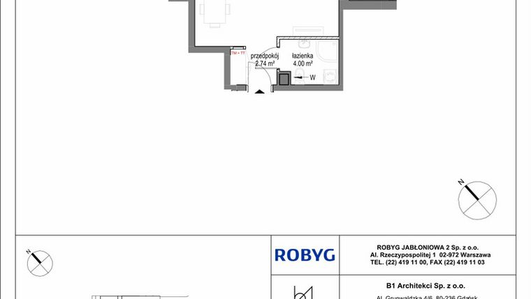 Rzut - Mieszkanie na sprzedaż 1 pokój o powierzchni 34,43 m² - numer A.3M03 w Kobieli 4