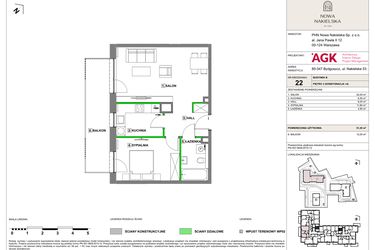 Rzut - Mieszkanie na sprzedaż 2 pokoje o powierzchni 51,2 m² - numer NN-B-LM-22 w Nowa Nakielska by PHN