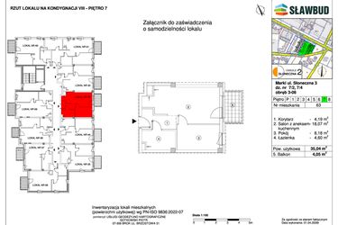 Rzut - Mieszkanie na sprzedaż 2 pokoje o powierzchni 35,04 m² - numer 63 w Osiedle Słoneczna etap 2