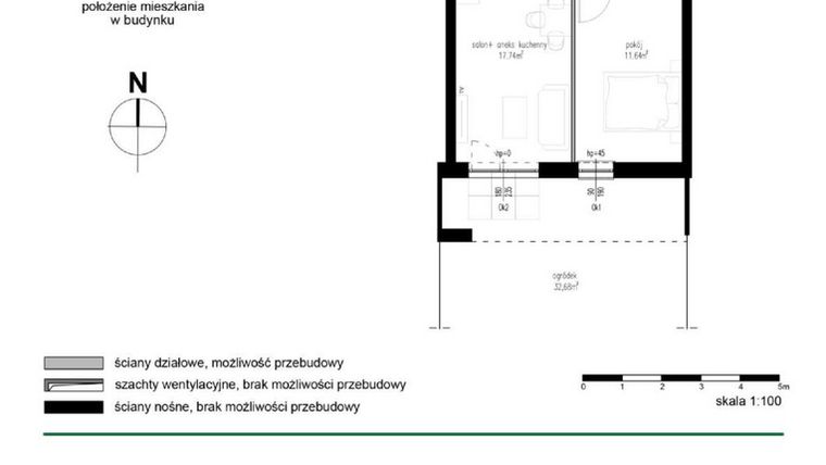 Rzut - Mieszkanie na sprzedaż 2 pokoje o powierzchni 38,32 m² - numer M5 w Wędrowna II