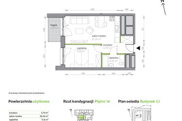 Rzut - Mieszkanie na sprzedaż 2 pokoje o powierzchni 41,34 m² - numer L1/14/133 w Legnicka Vita