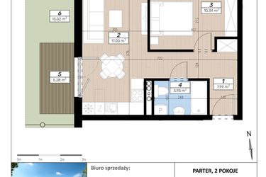 Rzut - Mieszkanie na sprzedaż 2 pokoje o powierzchni 39,26 m² - numer D/0/4 w Limone