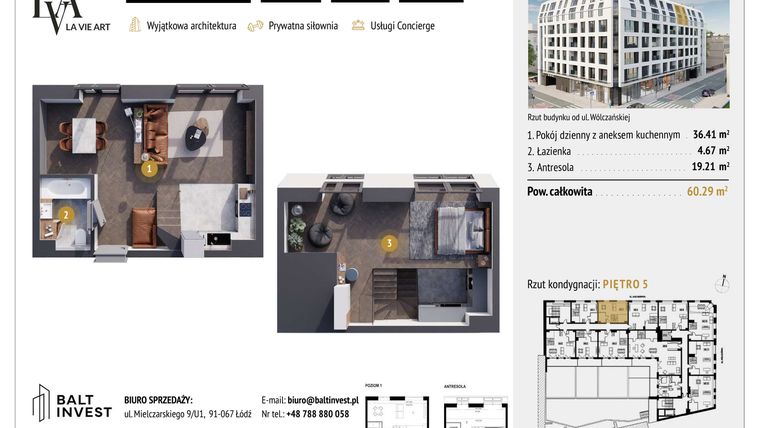 Rzut - Mieszkanie na sprzedaż 2 pokoje o powierzchni 60,29 m² - numer M5.2 w La Vie Art