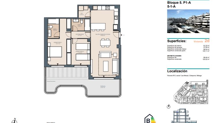 Rzut - Mieszkanie na sprzedaż 2 pokoje o powierzchni 145,11 m² - numer 04SP w South Place Las Mesas