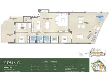 Rzut - Mieszkanie na sprzedaż 3 pokoje o powierzchni 226 m² - numer P2-PB-A w Aruna