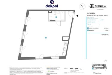 Rzut - Mieszkanie na sprzedaż 1 pokój o powierzchni 68,36 m² - numer 1.2.020 w Granaria