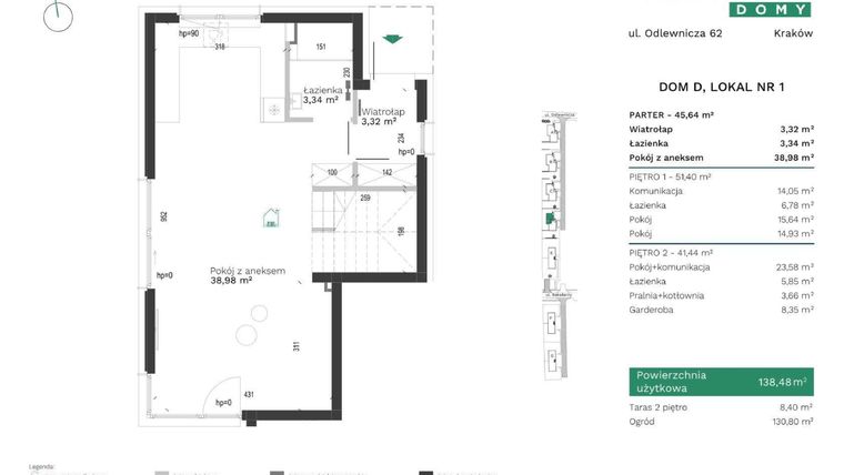 Rzut - Dom na sprzedaż 4 pokoje o powierzchni 138,48 m² - numer D1 w Destino Domy