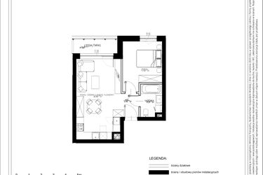 Rzut - Mieszkanie na sprzedaż 2 pokoje o powierzchni 41,08 m² - numer A11 w Osiedle pod Klonami "Klonowa 11"
