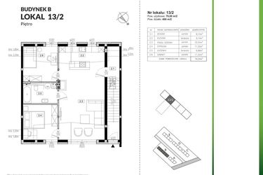 Rzut - Mieszkanie na sprzedaż 3 pokoje o powierzchni 79 m² - numer 13/2 w Szczęśliwa Polana